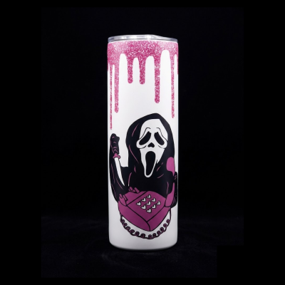Pink & Sparkly Ghostface Phone-a-Scream Tumbler
